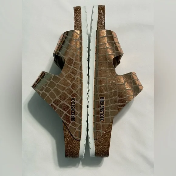 Birkenstock Women's Sandals Arizona Microfibre Gator Gleam Copper size 40